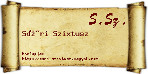 Sári Szixtusz névjegykártya